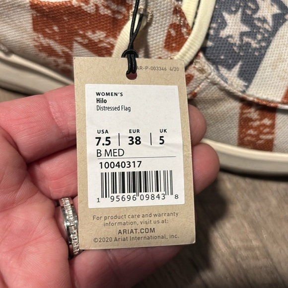 Ariat Hilo Distressed American Flag mock toe slip on loafer, FLX Foam cushion - Picture 9 of 10